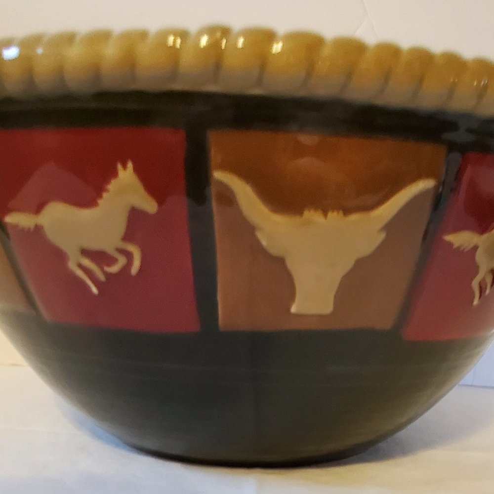 11" Happy Trails Cowboy Large Embossed Bowl